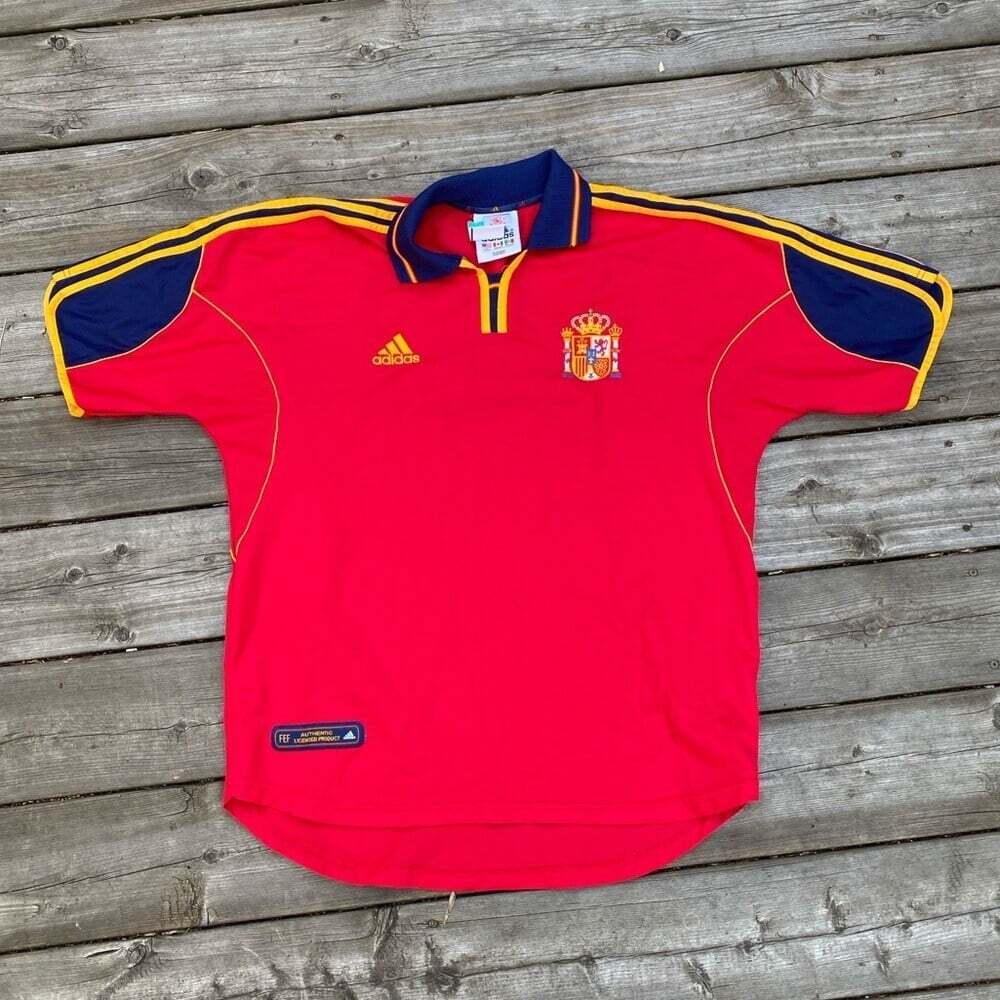 Vintage 2001 Adidas Spain National Team Soccer Jersey Large Red
